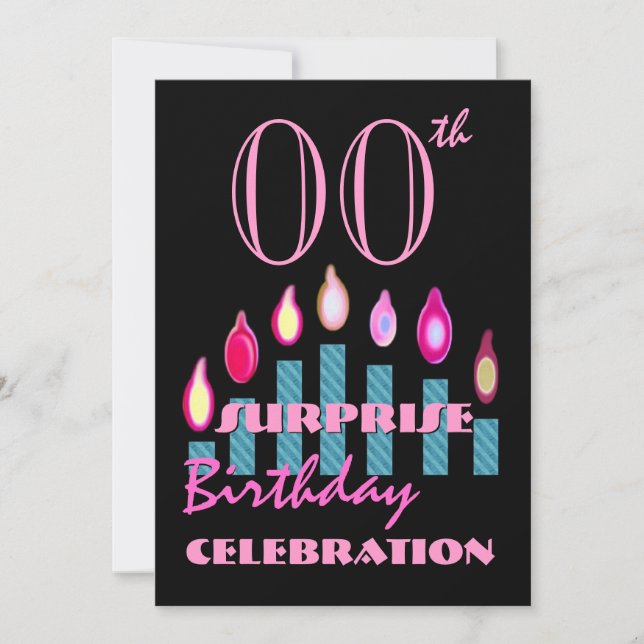 Invitación Personalizado Año SORPRESA Fiesta de cumpleaños (Anverso)