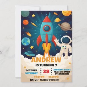 Invitación Personalizado Astronauta Moderno Astronauta Aniver