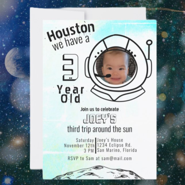 Invitación Personalizado azul astronauta del espacio (Subido por el creador)