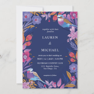 Invitación Personalizado Azul oscuro Púrpura Naturaleza Boda 