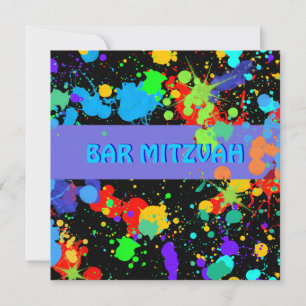 Invitación Personalizado, Azul, Pinta Púrpura, Barra Mitzvah