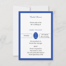 Invitación Personalizado azul simple ducha de novia