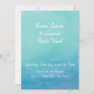 Invitación Personalizado Azul y Verde azulada Ombre acuarela