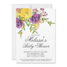 Personalizado Baby Shower Invite, morado amarillo 