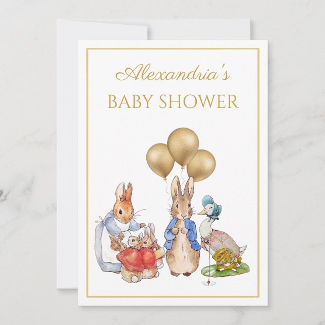 Invitación Personalizado Baby Shower Peter y Josephine bunny (Anverso)