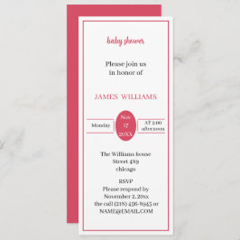 Invitación Personalizado Baby Shower rojo simple