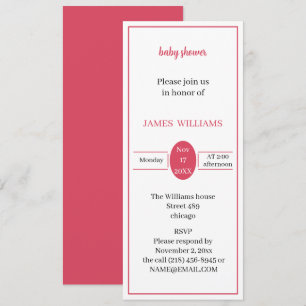 Invitación Personalizado Baby Shower rojo simple