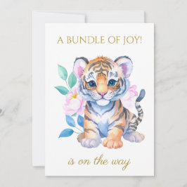 Invitación Personalizado Baby Tiger con flores Baby Shower