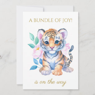 Invitación Personalizado Baby Tiger con flores Baby Shower