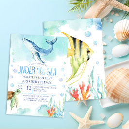 Invitación Personalizado bajo el cumpleaños del mar - Ballena