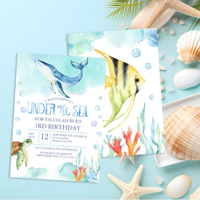 Invitación Personalizado bajo el cumpleaños del mar - Ballena (Subido por el creador)