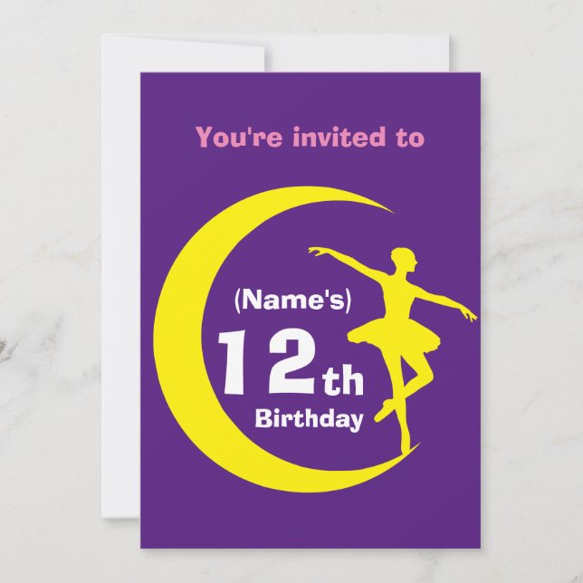 Invitación Personalizado Ballerina 12th Birthday-a (Anverso)