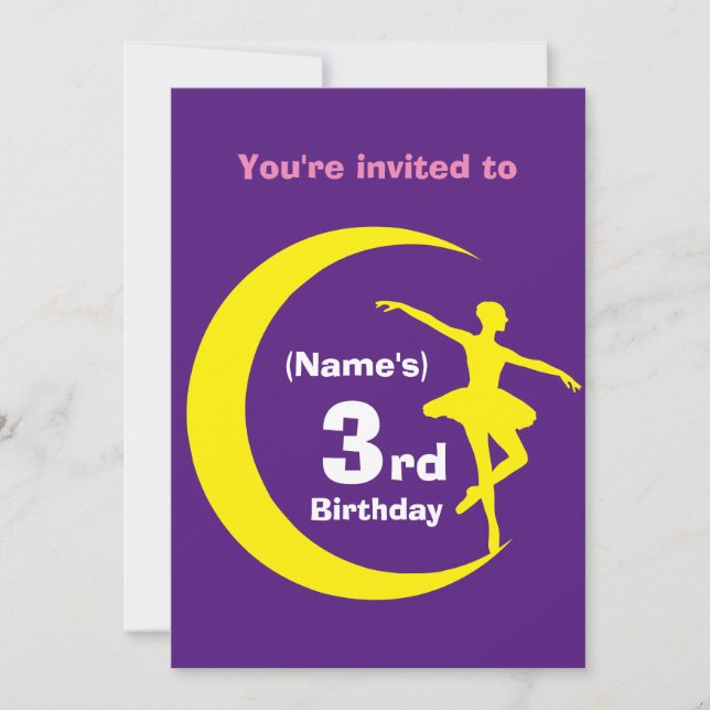 Invitación Personalizado Ballerina Tercer nombre d (Anverso)