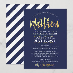 Invitación PERSONALIZADO Bar Mitzvah Marina moderna + nombre