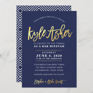 Invitación PERSONALIZADO Bar Mitzvah marina moderna + nombre