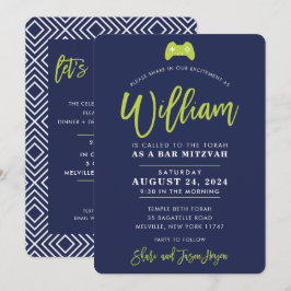 Invitación PERSONALIZADO Bar Mitzvah moderna de la marina de 