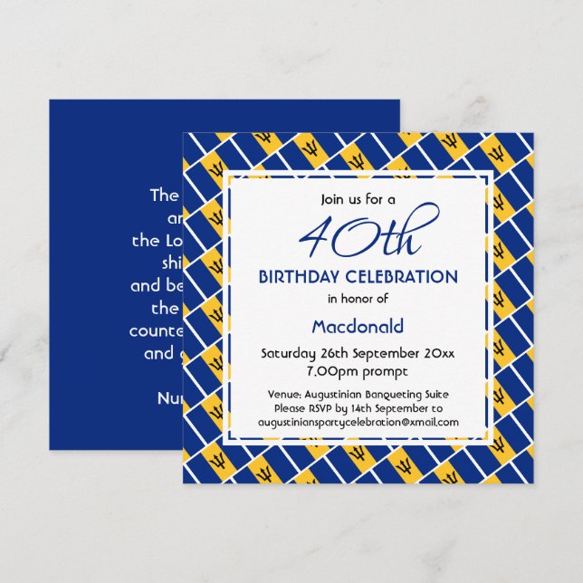 Invitación Personalizado BARBADOS FLAG Celebración de cumplea (Anverso / Reverso)