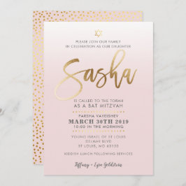 Invitación PERSONALIZADO Bat Mitzvah Invitar oro rosa pálido 