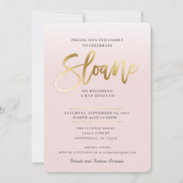 Invitación PERSONALIZADO Bat Mitzvah Invitar oro rosa pálido 