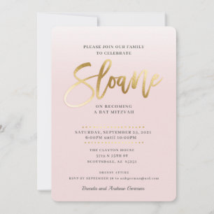 Invitación PERSONALIZADO Bat Mitzvah Invitar oro rosa pálido 