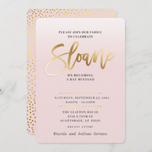 Invitación PERSONALIZADO Bat Mitzvah Invite al oro rosa pálid