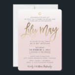 Invitación PERSONALIZADO Bat Mitzvah Invite al oro rosa pálid<br><div class="desc">*** NOTA - EL EFECTO DEL RELIEVE METALIZADO DORADO BRILLANTE ES UNA IMAGEN IMPRESA *** - - - - - - - - - - - - - - - - - - - - - - - - - - - - - - - - - - - -...</div>