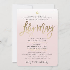 Invitación PERSONALIZADO Bat Mitzvah Invite al oro rosa pálid