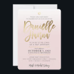 Invitación PERSONALIZADO Bat Mitzvah Invite oro rosa pálido D<br><div class="desc">*** NOTA - EL EFECTO DEL RELIEVE METALIZADO DORADO BRILLANTE ES UNA IMPRESIÓN IMPRESA *** - - - - - - - - - - - - - - - CONTACTE CONMIGO (antes de realizar un pedido) para el personalizado "tipo de efecto de Relieve metalizado de oro falso", que es...</div>