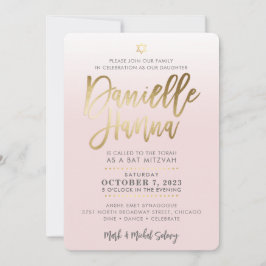 Invitación PERSONALIZADO Bat Mitzvah Invite oro rosa pálido D