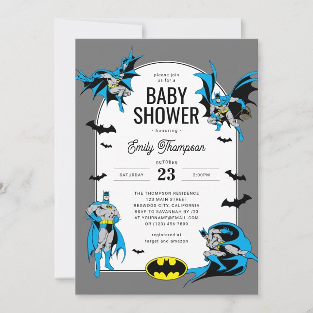 Invitación Personalizado Batman Baby Shower (Anverso)
