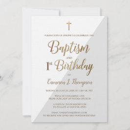 Invitación Personalizado bautismo de oro virtual y primer cum