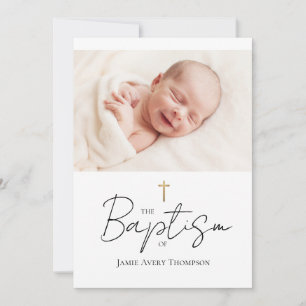 Invitación Personalizado Bebé Baptismo Moda cruzada de oro