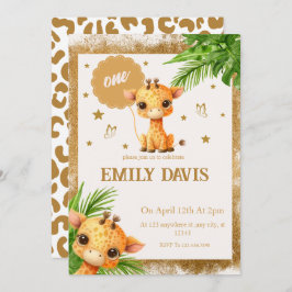 Invitación personalizado bebé giraffe jungle safari