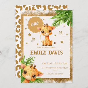 Invitación personalizado bebé giraffe jungle safari