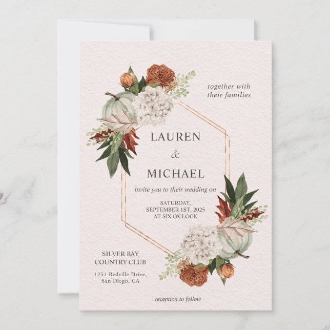 Invitación Personalizado Beige Autumn Zest Boda de flores (Anverso)