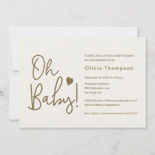 Invitación Personalizado beige moderno con crema de Baby Show