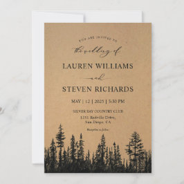 Invitación Personalizado Black Tan Khaki Pine Tree Woods Boda