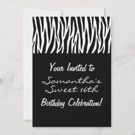 Invitación Personalizado Black White Zebra