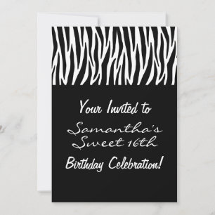 Invitación Personalizado Black White Zebra