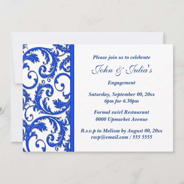 Invitación PERSONALIZADO blanco azul del aniversario del (Anverso)