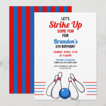 Personalizado Blue & Red Bowling Kids 6º cumpleaño