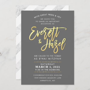 Invitación PERSONALIZADO B'nai Mitzvah imitación nombre del g