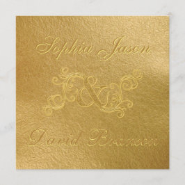 Invitación Personalizado Boda 3D Gold Leaf de lujo Monograma