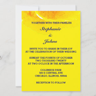 Invitación Personalizado Boda azul de la Marina Dorada floral
