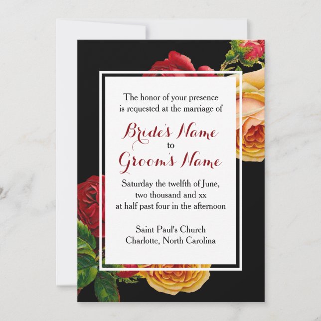 Invitación Personalizado Boda bohemia romántica Rosa de cosec (Anverso)