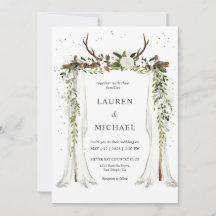 Personalizado Boda de Antler Floral Boho Blanco Ca