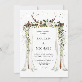 Invitación Personalizado Boda de Antler Floral Boho Blanco Ca