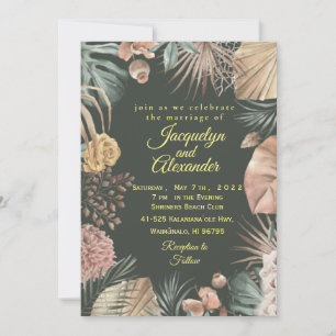 Invitación Personalizado Boda de Flor Tropical Oscura