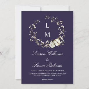 Invitación Personalizado Boda de Flores Blancas Azules de Mar