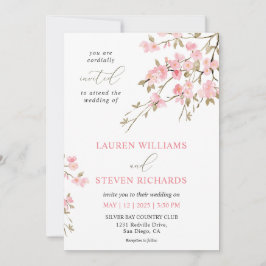 Invitación Personalizado Boda de flores de cerezo rosa blanco